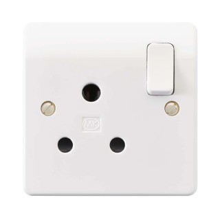 MK Electric 15A White 1 Gang Indoor Flush Mount Electrical Socket with USB, Rocker Switch, IP66 K2893WHI
