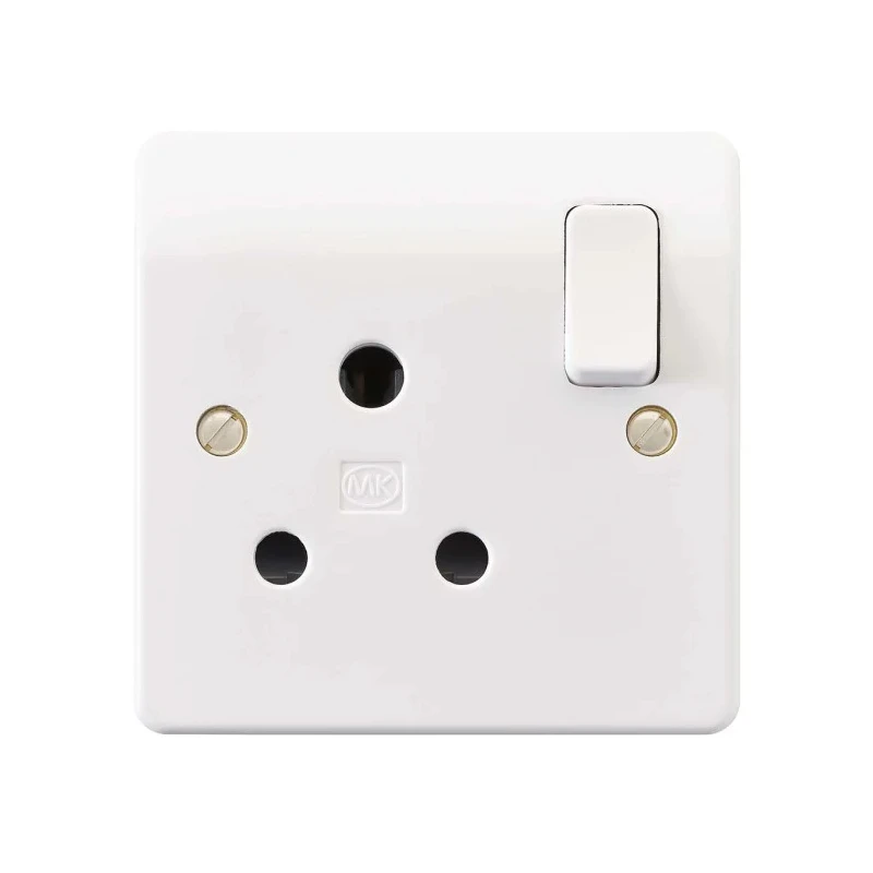 MK Electric 15A White 1 Gang Indoor Flush Mount Electrical Socket with USB, Rocker Switch, IP66 K2893WHI