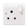 MK Electric 15A White 1 Gang Indoor Flush Mount Electrical Socket with USB, Rocker Switch, IP66 K2893WHI