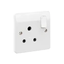 MK Electric 15A White 1 Gang Indoor Flush Mount Electrical Socket with USB, Rocker Switch, IP66 K2893WHI