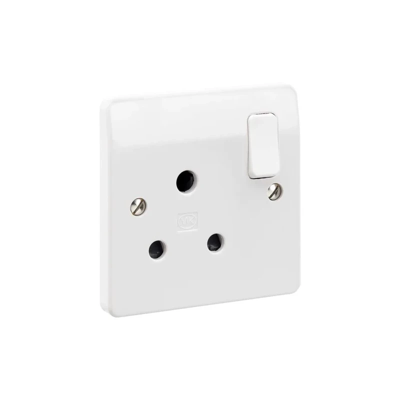MK Electric 15A White 1 Gang Indoor Flush Mount Electrical Socket with USB, Rocker Switch, IP66 K2893WHI