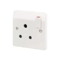 MK Electric 15A White 1 Gang Indoor Flush Mount Electrical Socket with USB, Rocker Switch, IP66 K2893WHI