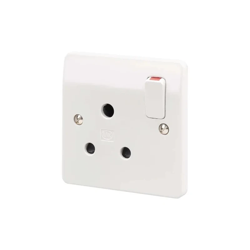 MK Electric 15A White 1 Gang Indoor Flush Mount Electrical Socket with USB, Rocker Switch, IP66 K2893WHI