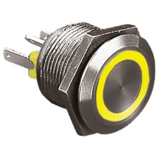 Bulgin Stainless Steel Vandal Resistant Illuminated Push Button Switch Momentary Panel Mount 19.2 mm Cutout SPST MPI002