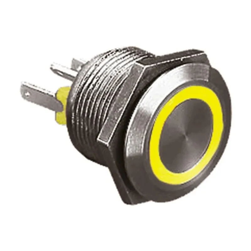 Bulgin Stainless Steel Vandal Resistant Illuminated Push Button Switch Momentary Panel Mount 19.2 mm Cutout SPST MPI002
