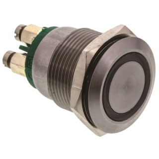 Bulgin Illuminated Push Button Switch, Momentary, Panel Mount, 19.2 mm Cutout, SPST, Green LED, IP40, 24 V dc MPI002