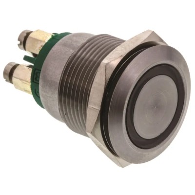 Bulgin Illuminated Push Button Switch, Momentary, Panel Mount, 19.2 mm Cutout, SPST, Green LED, IP40, 24 V dc MPI002