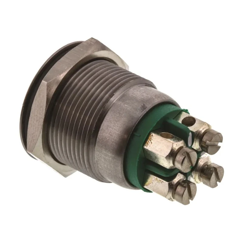 Bulgin Illuminated Push Button Switch, Momentary, Panel Mount, 19.2 mm Cutout, SPST, Green LED, IP40, 24 V dc MPI002