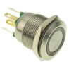 Bulgin Stainless Steel Vandal Resistant Illuminated Momentary Push Button Switch Panel Mount SPST Green LED IP66 24V MPI002