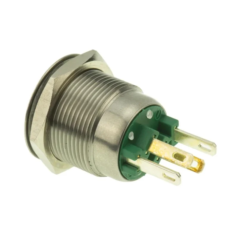 Bulgin Stainless Steel Vandal Resistant Illuminated Momentary Push Button Switch Panel Mount SPST Green LED IP66 24V MPI002