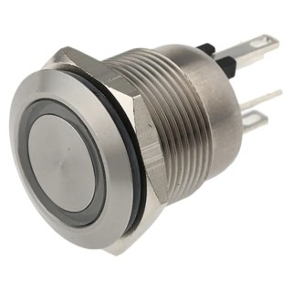 Bulgin Illuminated Stainless Steel Momentary Push Button Switch Panel Mount, 19.2 mm Cutout, SPST, Blue, Red LED MPI002