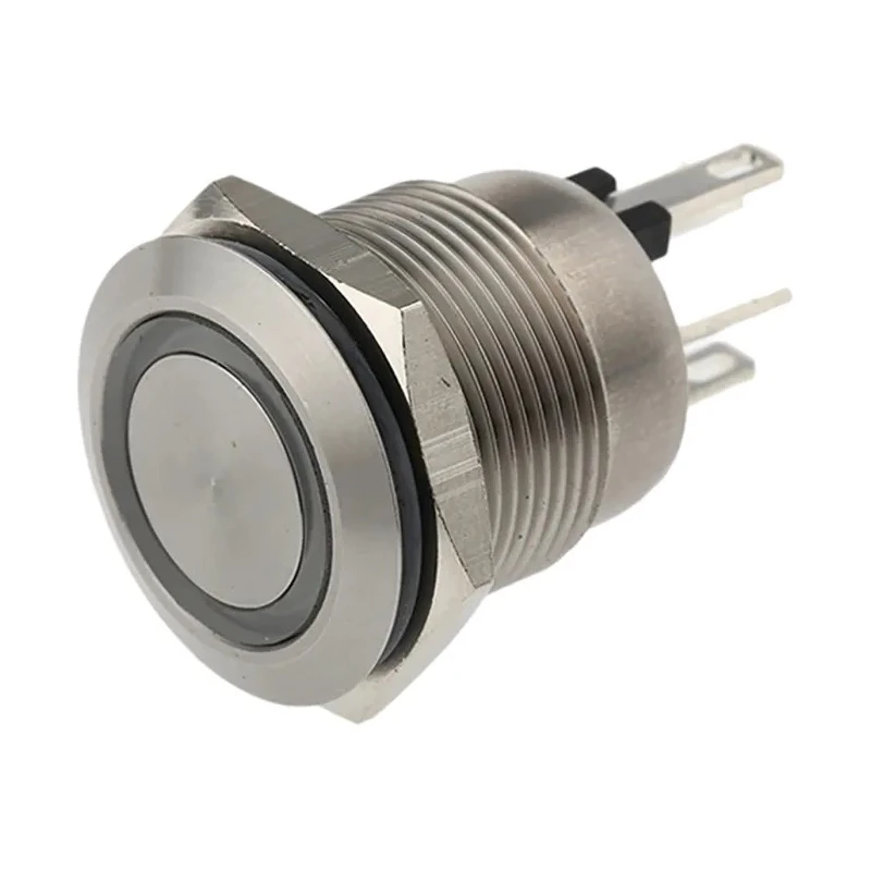 Bulgin Illuminated Stainless Steel Momentary Push Button Switch Panel Mount, 19.2 mm Cutout, SPST, Blue, Red LED MPI002