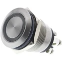 Bulgin Stainless Steel Vandal Resistant Illuminated Push Button Switch, Momentary, Panel Mount, 19.2 mm Cutout, SPST MPI002