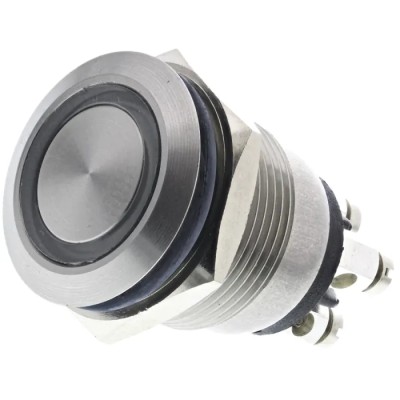 Bulgin Stainless Steel Vandal Resistant Illuminated Push Button Switch, Momentary, Panel Mount, 19.2 mm Cutout, SPST MPI002