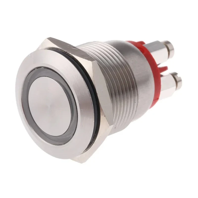 Bulgin Illuminated Momentary Push Button Switch Panel Mount 19.2 mm Cutout SPST Red LED IP66 24 V dc MPI002