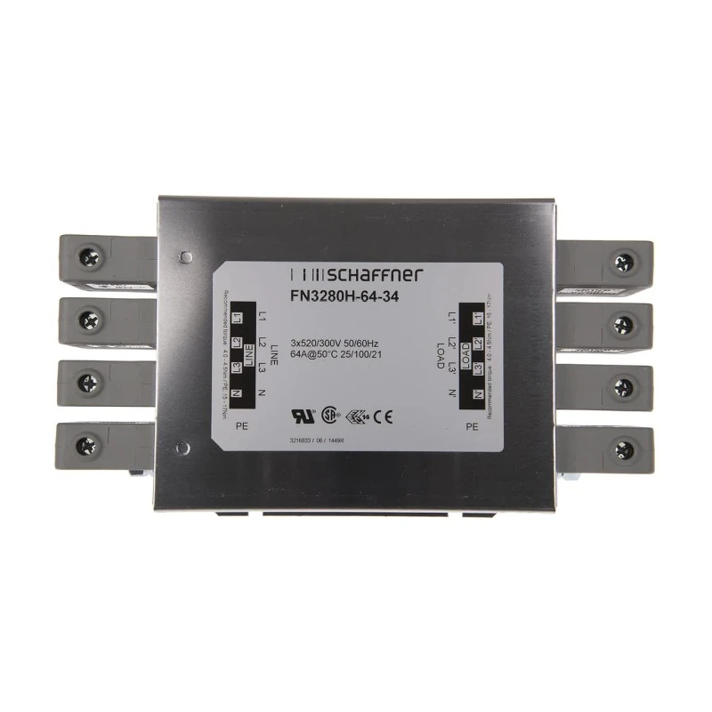 Schaffner 3 Phase Chassis Mount EMI Filter 64A 520V AC 60Hz Terminal Block FN3280