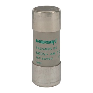 Mersen 100A AM Ceramic Cartridge Fuse, 22 x 58 mm, 500V AC, Super Fast Acting, Ceramic Body Y217693 / FR22AM50V100