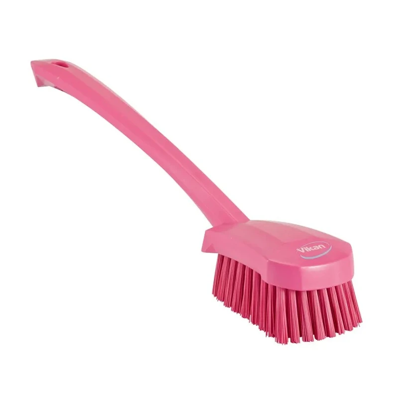Vikan Pink Scrubbing Brush with 36 mm Bristle Length, Long Handle, 415 mm Length, Model 41861
