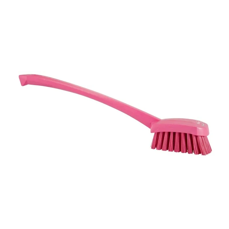 Vikan Pink Scrubbing Brush with 36 mm Bristle Length, Long Handle, 415 mm Length, Model 41861