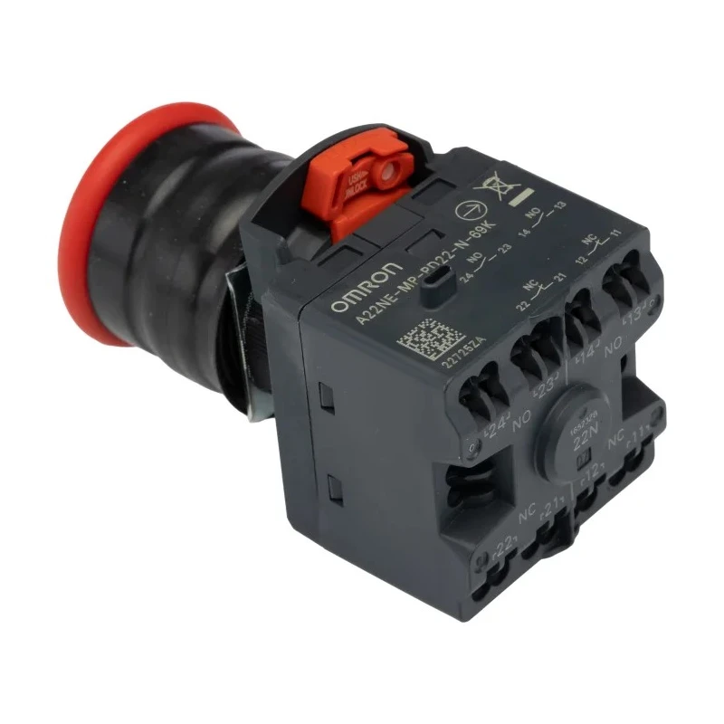 Omron Pull to Reset Emergency Stop Push Button 22 mm Cutout, 2 NC/2 NO Contacts, IP69K A22NE-MP-PD22-N-69K