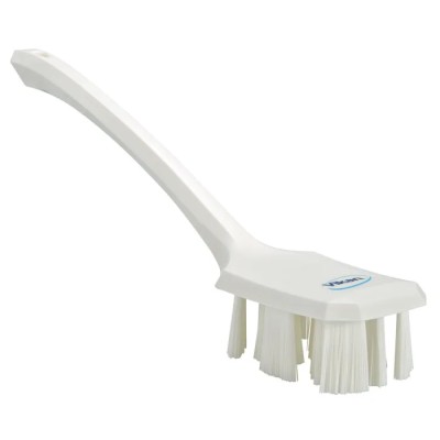 Vikan Hard Bristle White Industrial Hand Scrubbing Brush, Polyethylene Terephthalate Bristle, 37 mm Bristle Length 41965