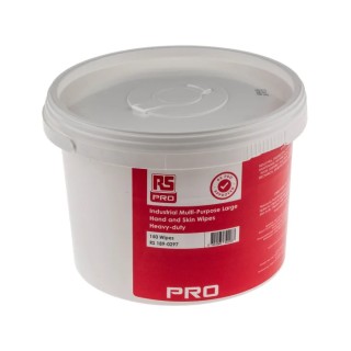RS PRO Multi Purpose Industrial Wet Hand Wipes Bucket of 150 Single Use White 189-0297