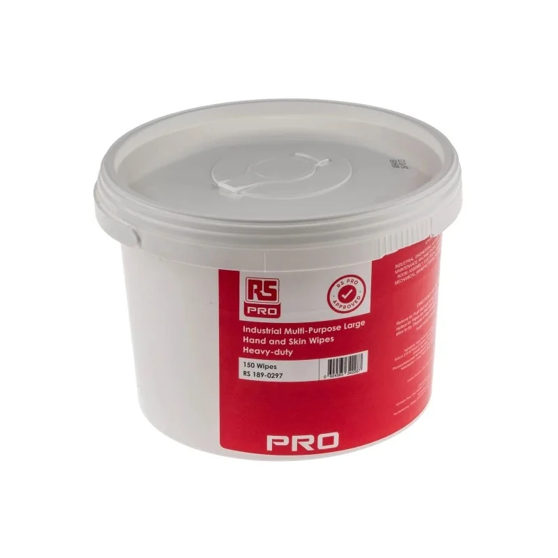 RS PRO Multi Purpose Industrial Wet Hand Wipes Bucket of 150 Single Use White 189-0297