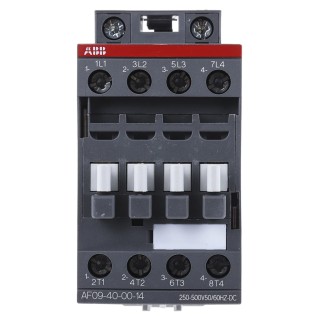 ABB Contactor, 250 to 500 V AC/DC Coil, 4-Pole, 25 A Contact Current, 4 kW Power Rating, 4 NO Auxiliary Contacts, 690 V AF09