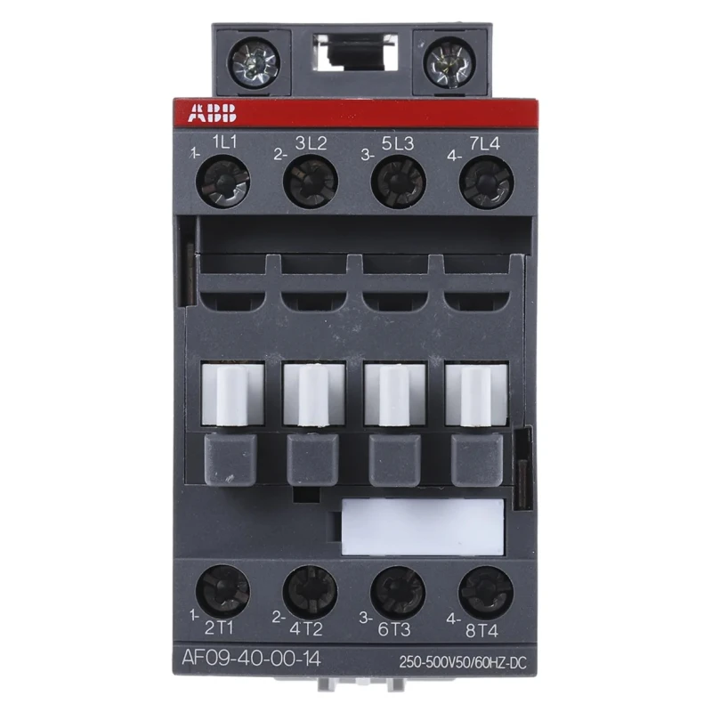 ABB Contactor, 250 to 500 V AC/DC Coil, 4-Pole, 25 A Contact Current, 4 kW Power Rating, 4 NO Auxiliary Contacts, 690 V AF09