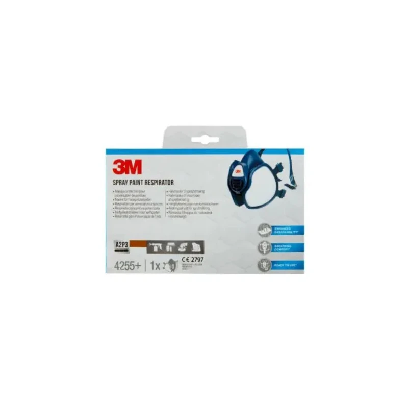 3M Half Mask Respirator Thermoplastic Elastomer 4000+ Series Size One Size 4255+