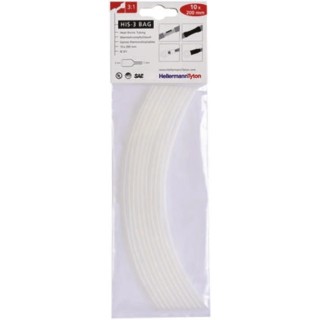 HellermannTyton Heat Shrink Tubing Clear Cross Linked Polyolefin 3 mm Diameter 200 mm Length 308-30315 HIS-3-BAG-3/1-PO-X-CL