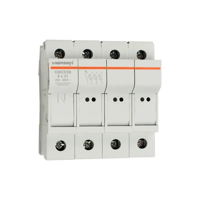 Mersen 25A Rail Mount Thermoplastic Fuse Holder for 8 x 32 mm Fuses, 3-Pole, 400V AC H1062676 / CMC83N