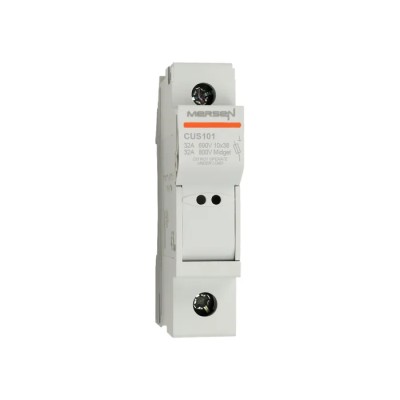 Mersen 32A Rail Mount Fuse Holder for 10 x 38 mm, 1P-Pole, Thermoplastic Case, 1 kV AC/DC, 690V AC G1062721 / CUS101