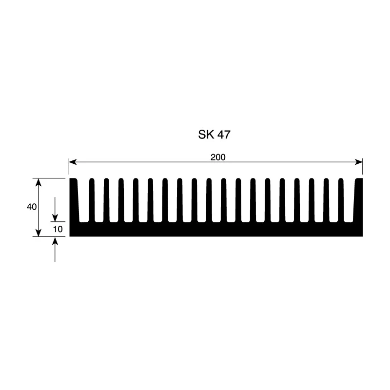 Fischer Elektronik Heatsink Universal Rectangular Aluminium Black Anodised 40 mm Height 150 mm Length 200 mm SK47-150-SA
