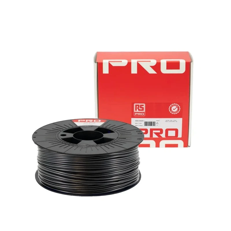 RS PRO 2.85 mm Translucent Black PET-G 3D Printer Filament, 1 kg 190-1961