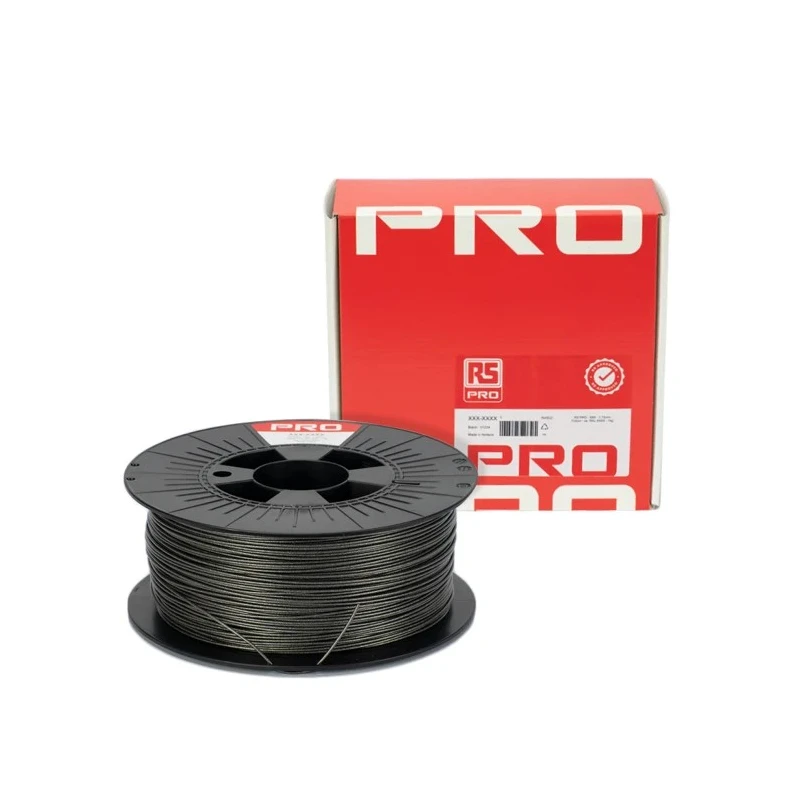 RS PRO 1.75 mm Black CARBON-P Composite 3D Printer Filament FDM 1 kg 235°C 190-1952