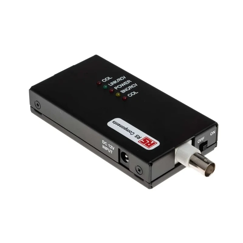 RS PRO Ethernet to BNC Ethernet Media Converter Adapter 12 V dc Power 10Mbps RJ45 to BNC RJ45