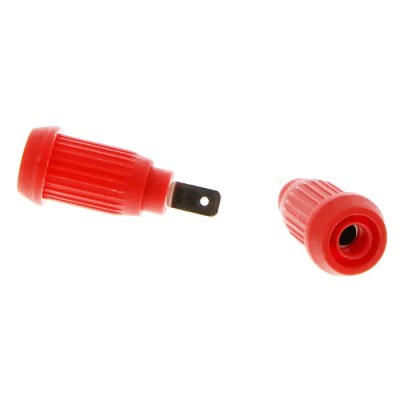Mueller Electric Red Female Banana Socket, Press Fit Termination, 1000V, 15A, Nickel Plating BU-31603-2