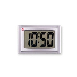 RS PRO Silver Radio Controlled Digital Clock Desktop, Wall 190-6883