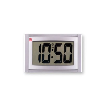 RS PRO Silver Radio Controlled Digital Clock Desktop, Wall 190-6883