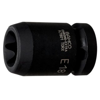 Bahco Standard Impact Socket Metric E12, 1/2 in Drive, Alloy Steel, Blackened Finish, 38mm Length K7801TORX-E12