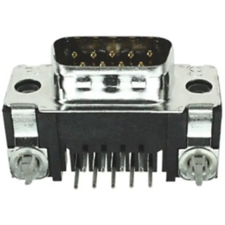TE Connectivity AMPLIMITE HD-20 9 Way Right Angle 2.28 mm Pitch Through Hole D-Sub Connector with 4 to 40 UNC Male 5788792-1
