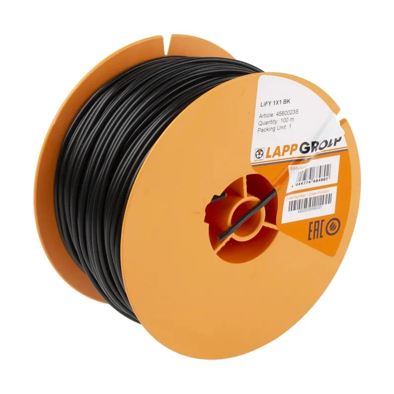 Lapp LIFY Series Black 1 mm² Hook Up Wire 100 m Polyvinyl Chloride Jacket 500V Operating Voltage 4560023S
