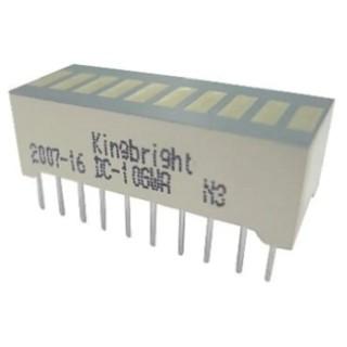 Kingbright 10 Light Bar LED Display Yellow 110000mcd 5.08 mm DC-10SYKWA