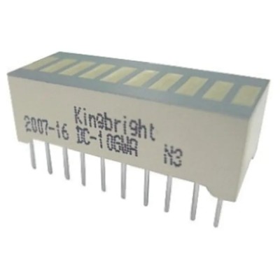 Kingbright 10 Light Bar LED Display Yellow 110000mcd 5.08 mm DC-10SYKWA