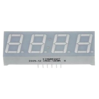 Kingbright 4 Digit 7 Segment LED Display Anode Red 24mcd Right Side 14.2 mm CA56-11SURKWA