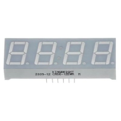Kingbright 4 Digit 7 Segment LED Display Anode Red 24mcd Right Side 14.2 mm CA56-11SURKWA