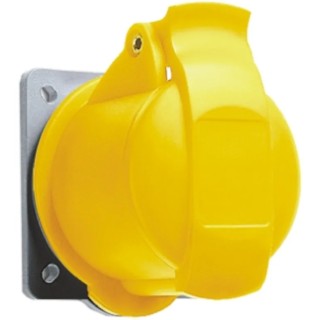 Amphenol Industrial Panel Mount Industrial Power Connector 2P+PE 16A 110V IP44 Yellow Easy & Safe IP44