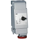 Amphenol Industrial Socket Switchable IP67 3+N+E, Earthing Position 6h Straight Industrial Interlock 63A 415V IP67