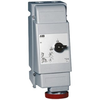 Amphenol Industrial Socket Switchable IP67 3+N+E, Earthing Position 6h Straight Industrial Interlock 63A 415V IP67